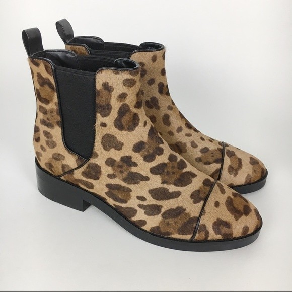 Cole Haan Womens Size 8 Mara Animal Leopard Print Calf Hair Leather Ankle Boots - Picture 2 of 9
